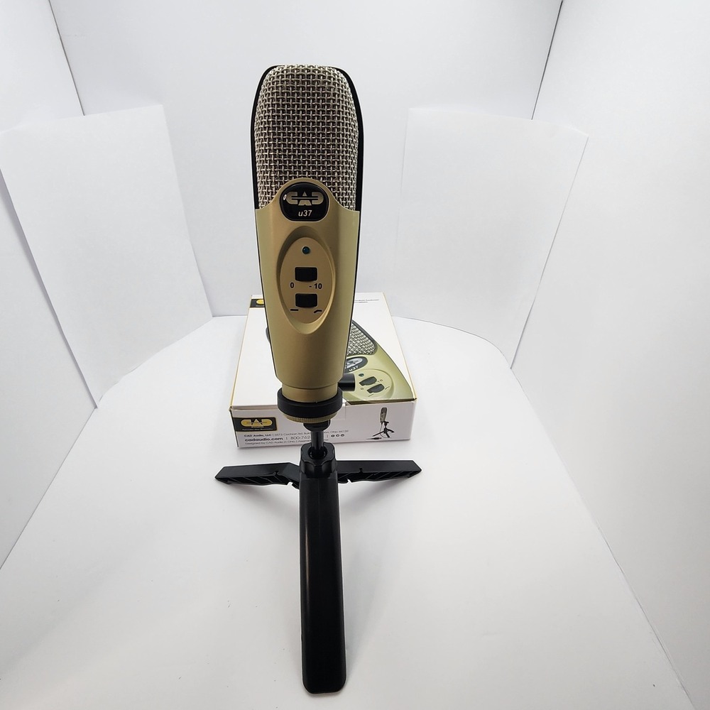 CAD U37 USB Condenser Microphone Champagne Studio Recording Mic w/ Stand - Picture 2 of 7
